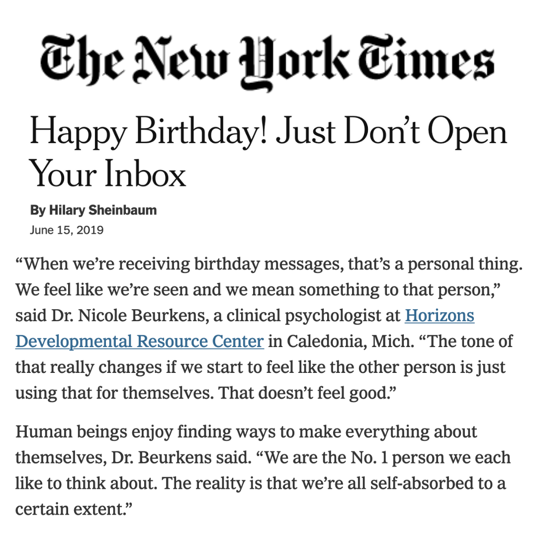 NYT Happy Birthday Inbox